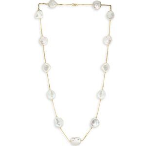 EFFY | EFFY 14K Yellow Gold & 13MM Baroque Pearl Station Necklace